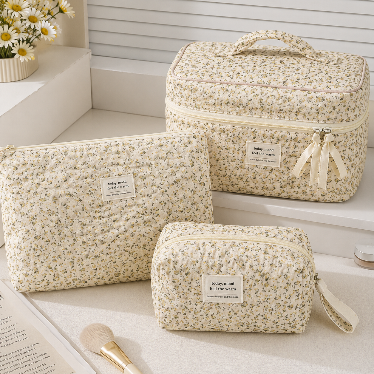 Vintage Floral Cosmetic Travel Pouch