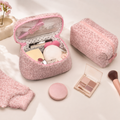 Pink Leopard Faux Fur Cosmetic Case